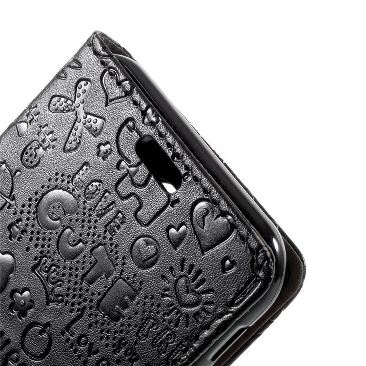 Cartoon Graffiti Wallet Leather Phone Case with Stand for Samsung Galaxy J5 (2017) EU Version - Black