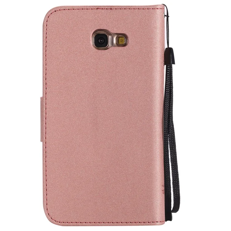 Movable 2-in-1 Imprint Glitter Powder Leather Wallet Phone Casing for Samsung A5 2017 A520 - Rose Gold
