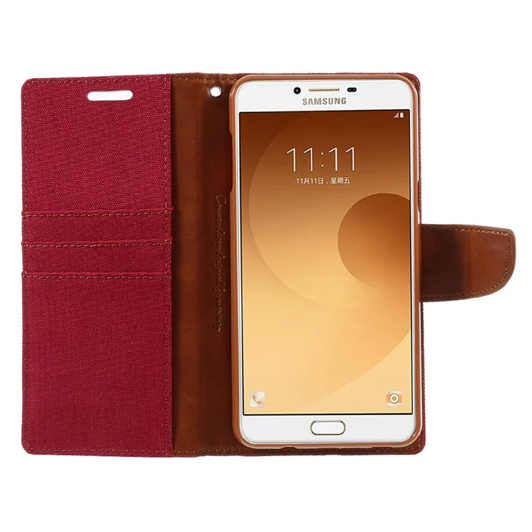 MERCURY GOOSPERY Canvas Leather Mobile Cover for Samsung Galaxy C9 Pro - Red