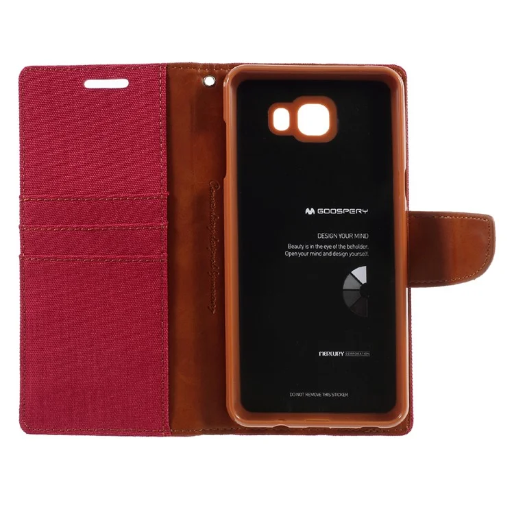 MERCURY GOOSPERY Canvas Leather Mobile Cover for Samsung Galaxy C9 Pro - Red