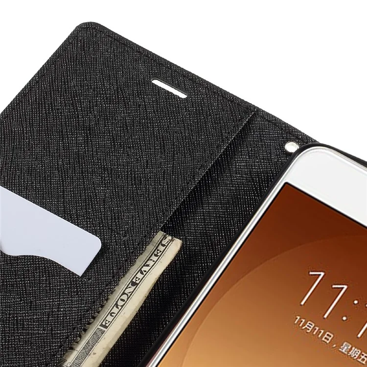MERCURY GOOSPERY PU Leather Wallet Phone Cover for Samsung Galaxy C9 Pro - Black