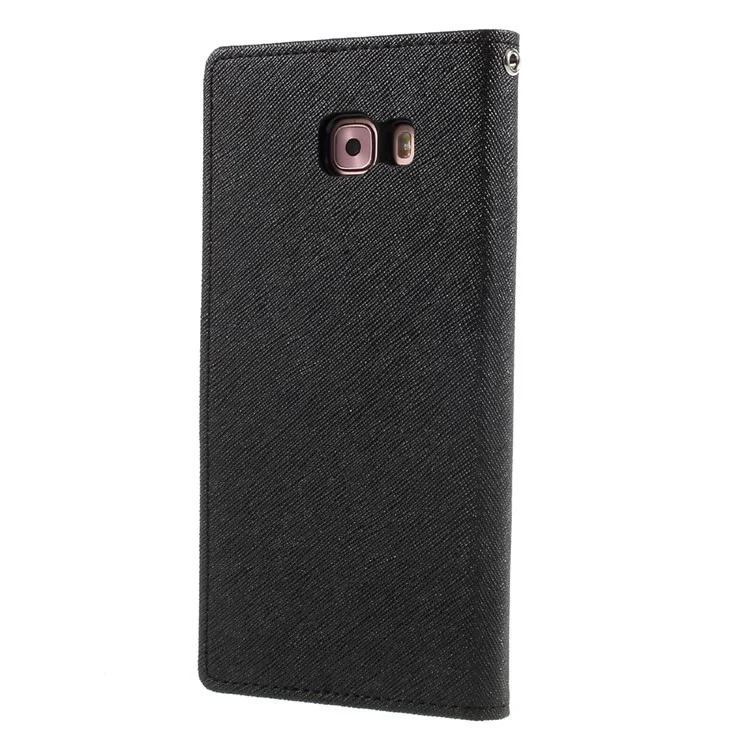 MERCURY GOOSPERY PU Leather Wallet Phone Cover for Samsung Galaxy C9 Pro - Black