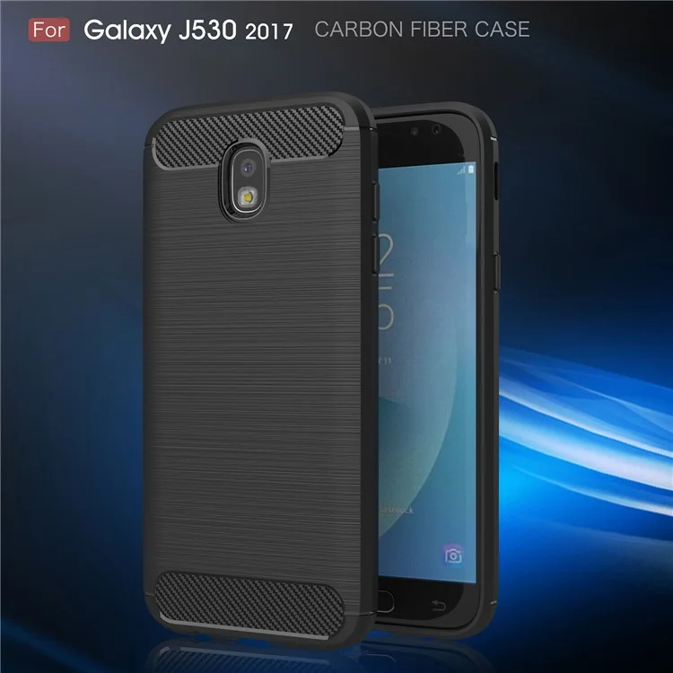 Étui TPU Brossé en Fibre de Carbone Pour Samsung Galaxy J5 (2017) Version de L'ue - le Noir