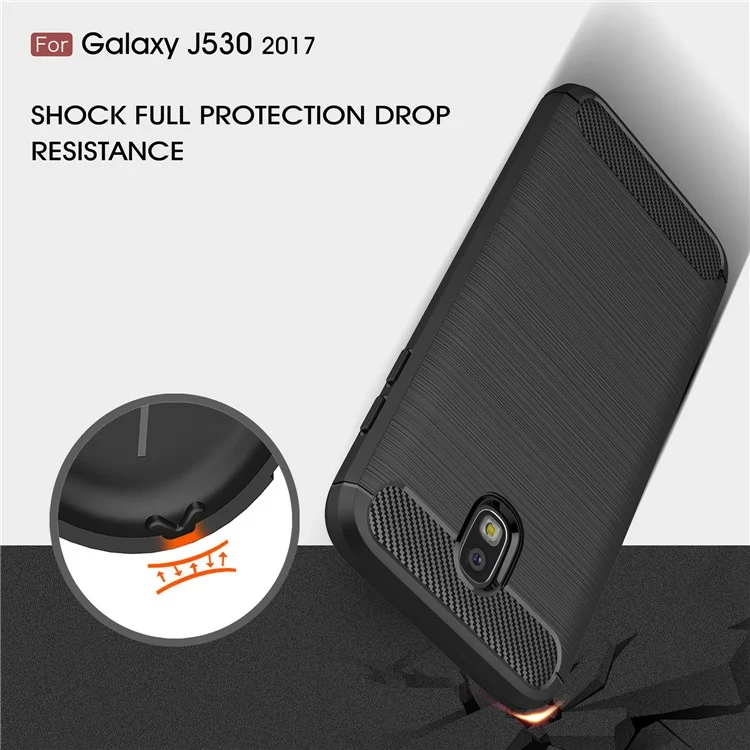 Étui TPU Brossé en Fibre de Carbone Pour Samsung Galaxy J5 (2017) Version de L'ue - le Noir