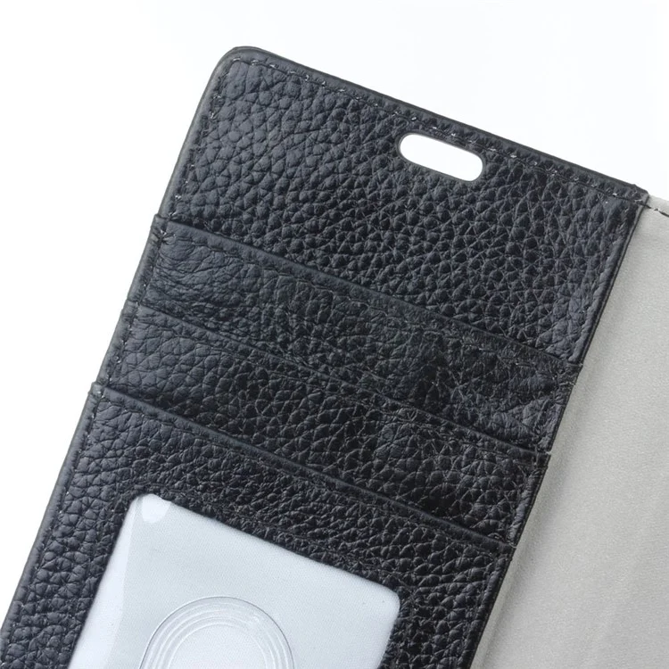 Litchi Grain Genuine Leather Wallet Phone Case for Samsung Galaxy J5 (2017) EU Version - Black