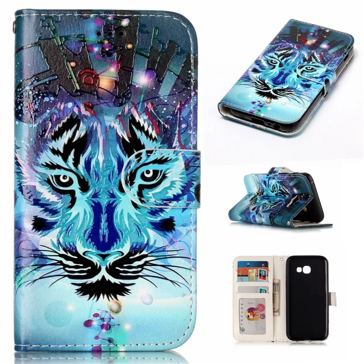 Pattern Printing Embossed Leather Protective Phone Case for Samsung Galaxy A3 (2017) - Tiger