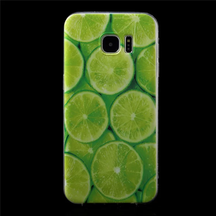 Pattern Printing Ultra-thin Gel TPU Cover for Samsung Galaxy S7 edge SM-G935 - Lemon