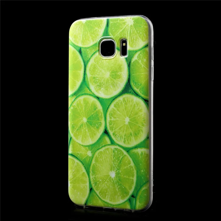 Pattern Printing Ultra-thin Gel TPU Cover for Samsung Galaxy S7 edge SM-G935 - Lemon