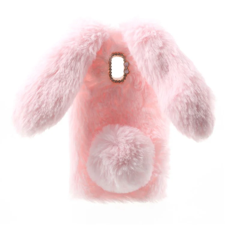 Bunny Design Rhinestone Warm Fur TPU Mobile Casing for Samsung Galaxy J3 (2017) (EU Version) - Pink