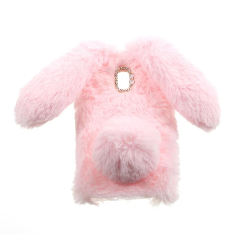 Bunny Design Rhinestone Warm Fur TPU Mobile Casing for Samsung Galaxy J3 (2017) (EU Version) - Pink