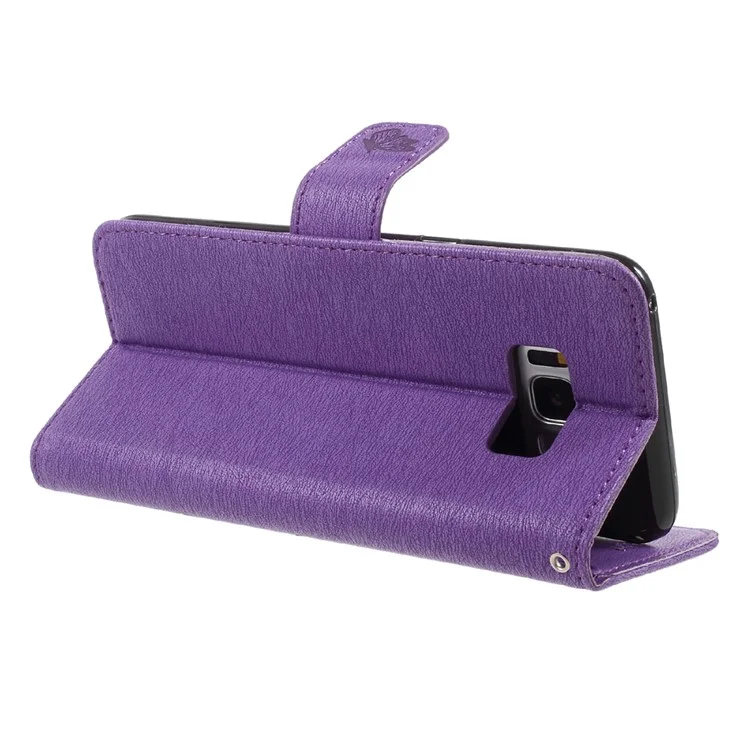 Imprint Elf Butterfly Flowers Magnetic Wallet Leather Stand Cell Phone Shell for Samsung Galaxy S8+ SM-G955 - Purple