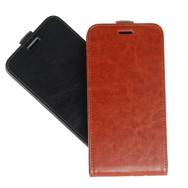 Crazy Horse Vertical Flip Leather Cell Phone Case with Card/Photo Slot for Samsung Galaxy J7 (2017) EU / Asia Version - Black