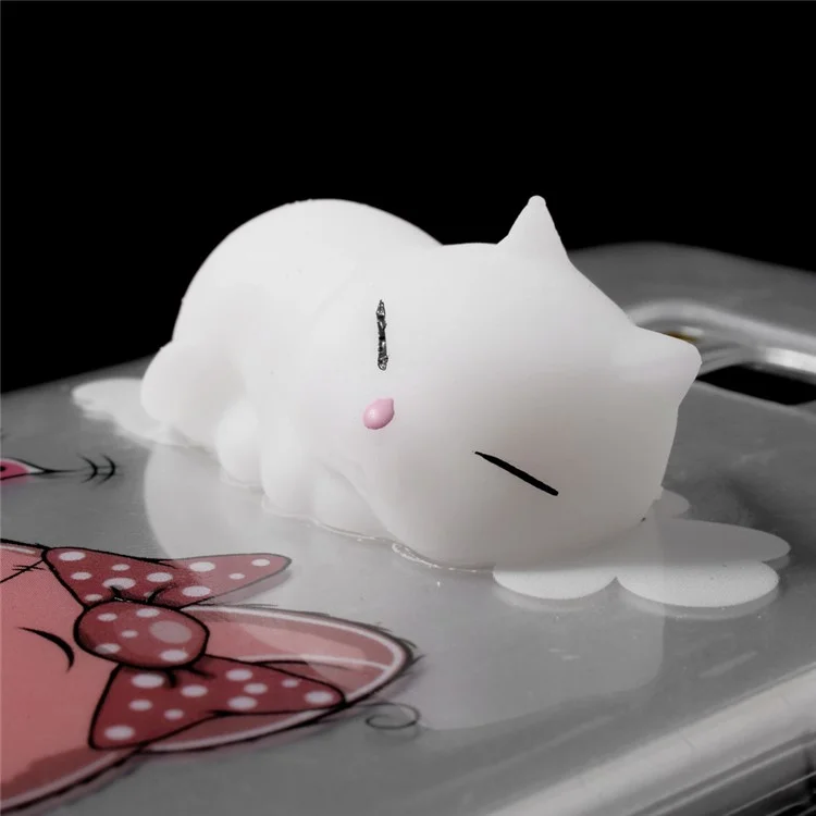 Squishy 3D Silicone Kneading Sleeping Cat TPU Shell for Samsung Galaxy S8 SM-G950 - Butterfly and Cat Pattern