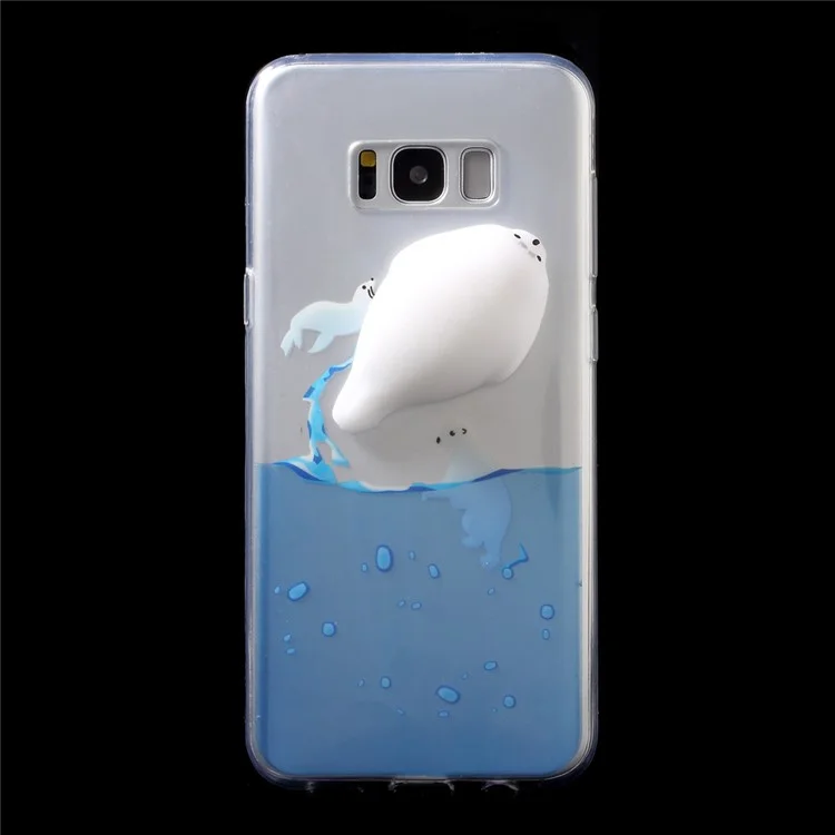 Pinch Squishy 3D Silicone Seal Sea Dog Patterned TPU Shell for Samsung Galaxy S8+ Plus SM-G955