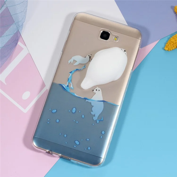 Soft Squishy 3D Silicone Seal Sea Dog Pattern Printing TPU Case for Samsung Galaxy J7 Prime/On7 2016
