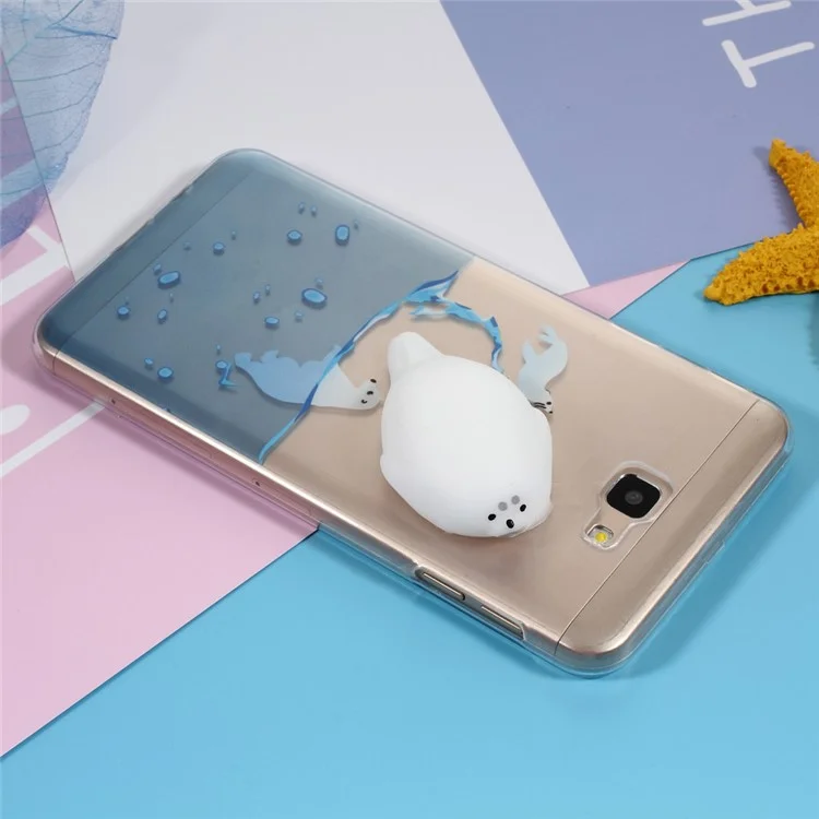 Soft Squishy 3D Silicone Seal Sea Dog Pattern Printing TPU Case for Samsung Galaxy J7 Prime/On7 2016