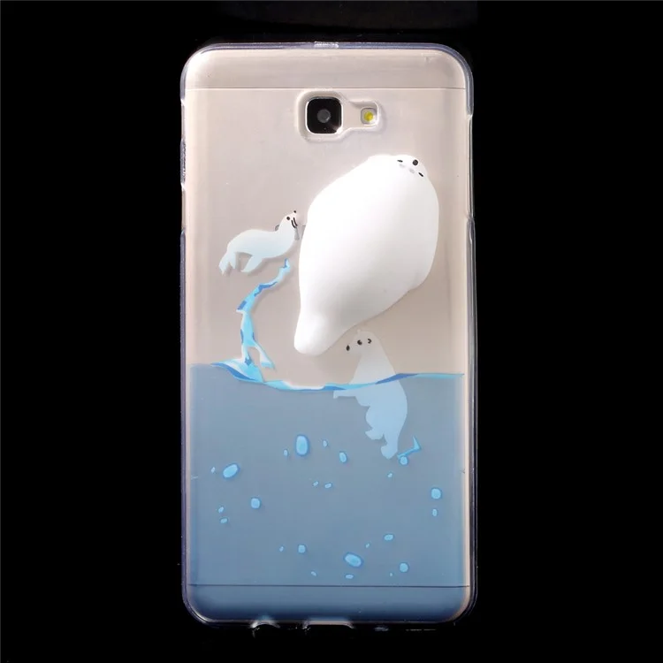 Soft Squishy 3D Silicone Seal Sea Dog Pattern Printing TPU Case for Samsung Galaxy J7 Prime/On7 2016