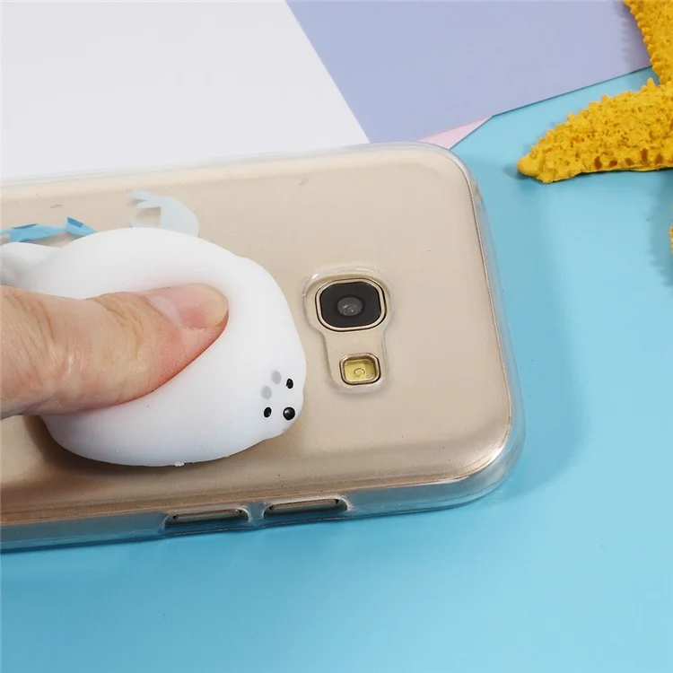 3D Squishy Silicone Seal Sea Dog Pattern Printing TPU Phone Case for Samsung Galaxy A5 (2017) SM-A520F