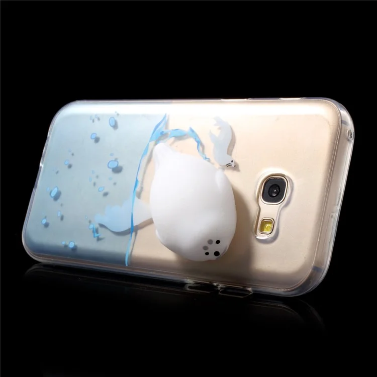 3D Squishy Silicone Seal Sea Dog Pattern Printing TPU Phone Case for Samsung Galaxy A5 (2017) SM-A520F