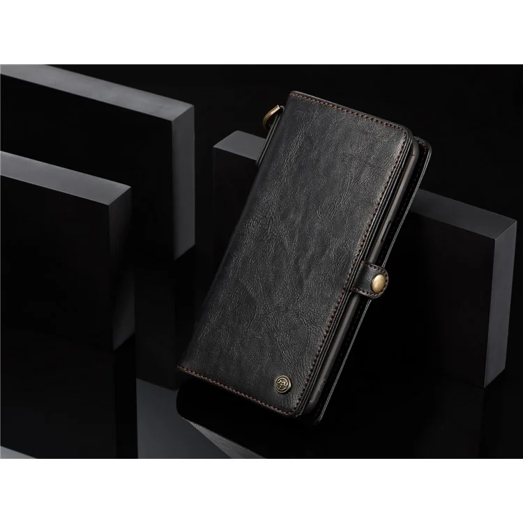 CASEME Detachable 2-in-1 Split Leather Protection Wallet Case Cover for Samsung Galaxy S8 Plus G955 - Black