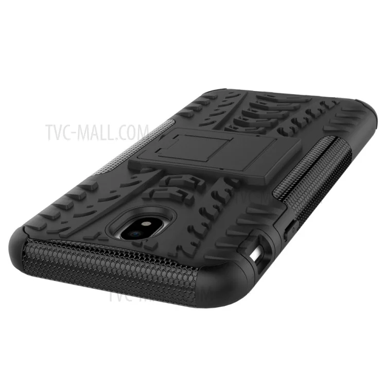 Tyre Pattern Kickstand PC + TPU Hybrid Case for Samsung Galaxy J7 (2017) EU Version - Black