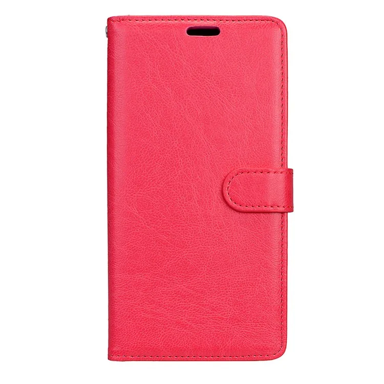 For Samsung Galaxy C9 Pro Wallet 3 Card Slots Crazy Horse PU Leather Mobile Phone Case - Red