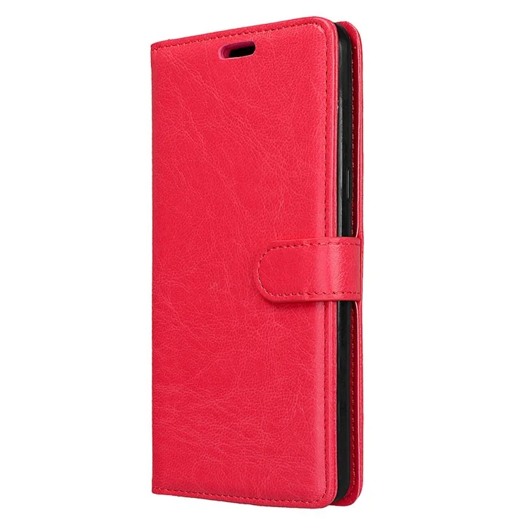 For Samsung Galaxy C9 Pro Wallet 3 Card Slots Crazy Horse PU Leather Mobile Phone Case - Red