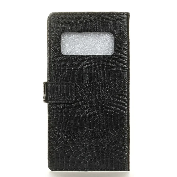 Crocodile Texture Leather Wallet Stand Case Accessory for Samsung Galaxy Note 8 - Black