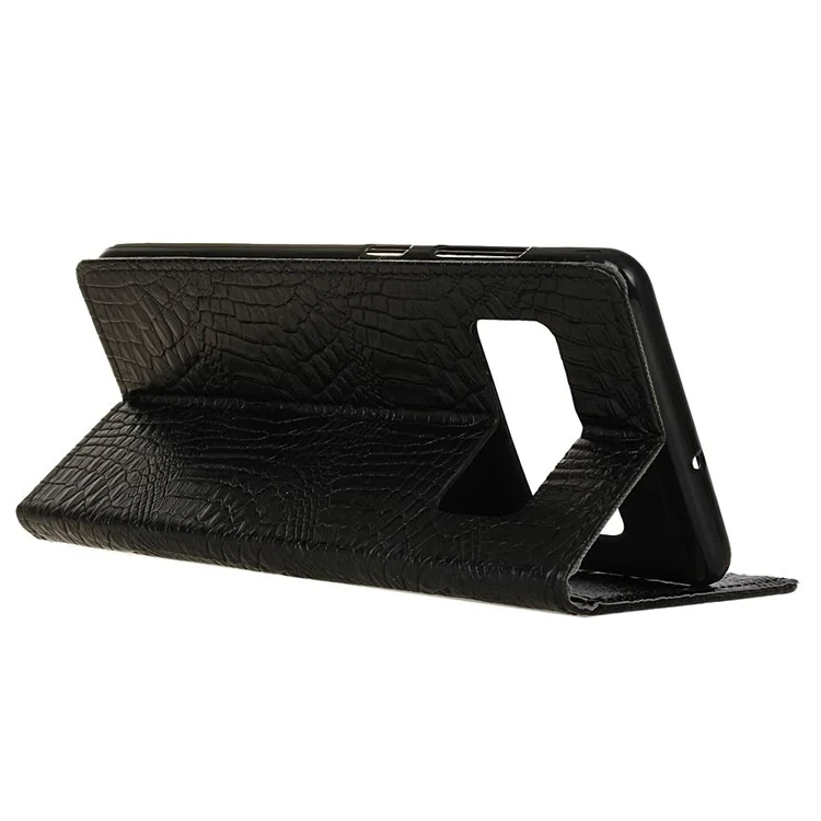 Crocodile Texture Leather Wallet Stand Case Accessory for Samsung Galaxy Note 8 - Black
