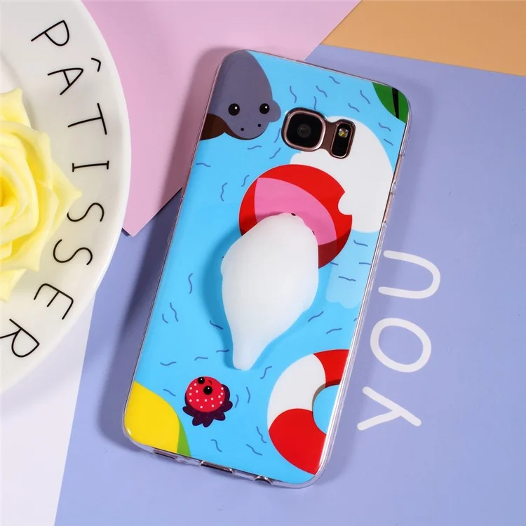 Squishy 3D Silicone Kneading Silicone Sea Lion Swimming Ring TPU Case for Samsung Galaxy S7 edge SM-G935
