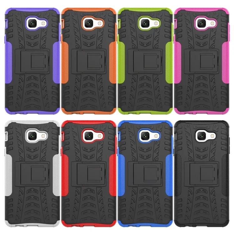 2-in-1 Tyre Pattern Kickstand PC + TPU Hybrid Phone Casing Cover for Samsung Galaxy J7 Max - Rose