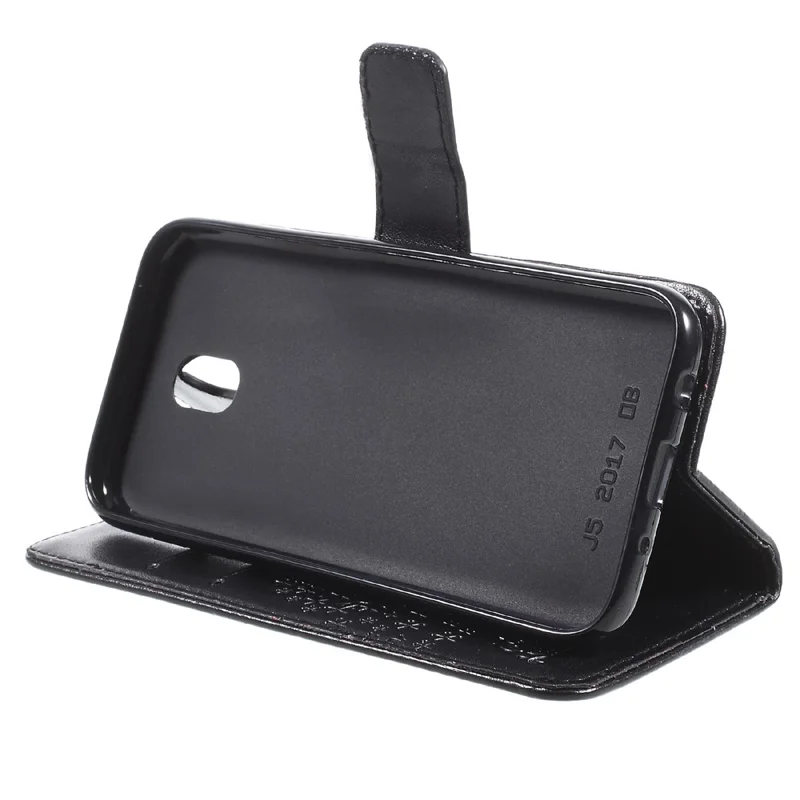 Imprint Tree Owl Leather Wallet Cover for Samsung Galaxy J3 (2017) EU Version - Black