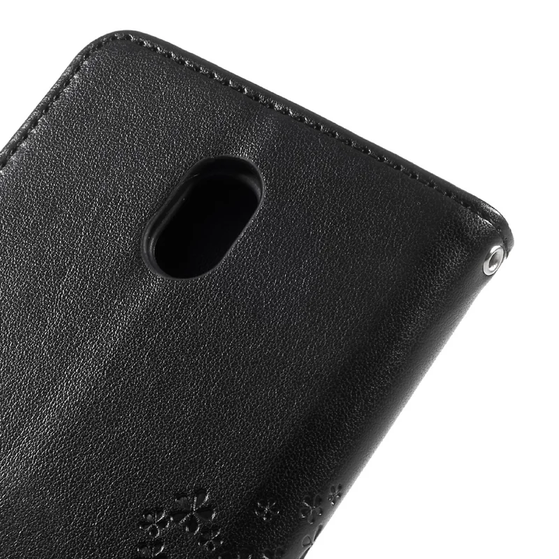 Imprint Tree Owl Leather Wallet Cover for Samsung Galaxy J3 (2017) EU Version - Black