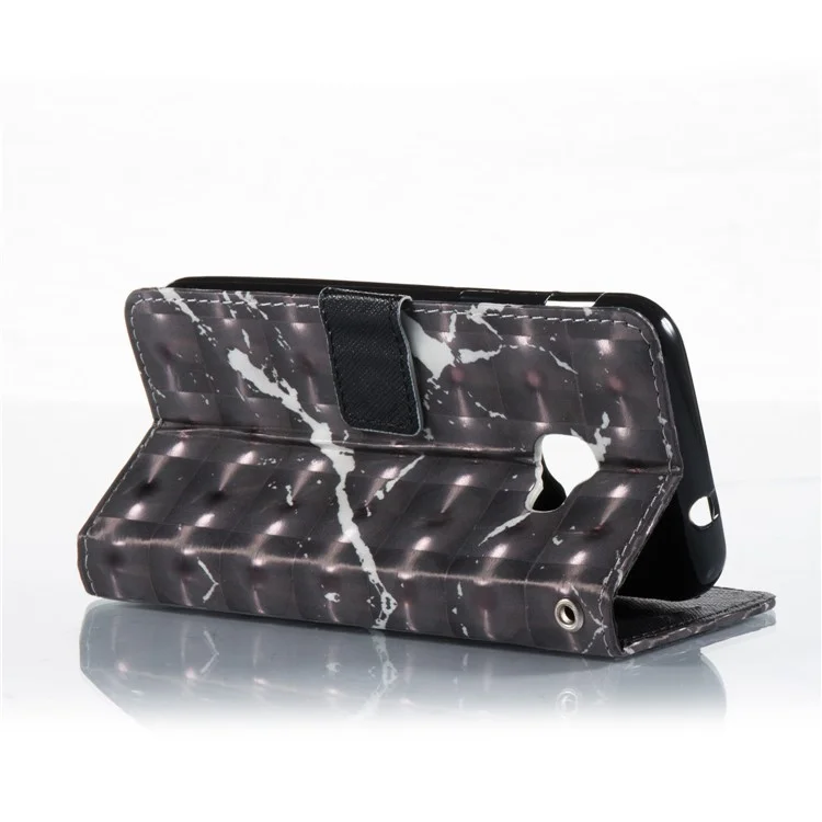 Marble Pattern 3D Wallet PU Leather Stand Case for Samsung Galaxy Xcover 4 - Black