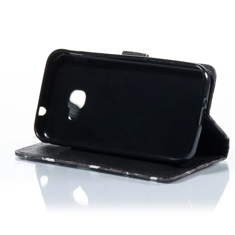 Marble Pattern 3D Wallet PU Leather Stand Case for Samsung Galaxy Xcover 4 - Black