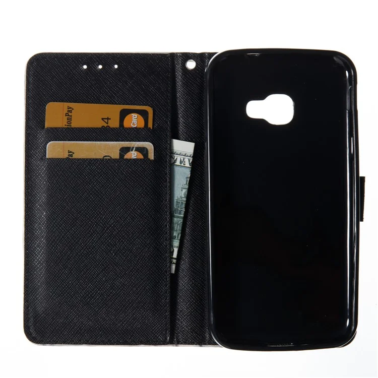 Marble Pattern 3D Wallet PU Leather Stand Case for Samsung Galaxy Xcover 4 - Black
