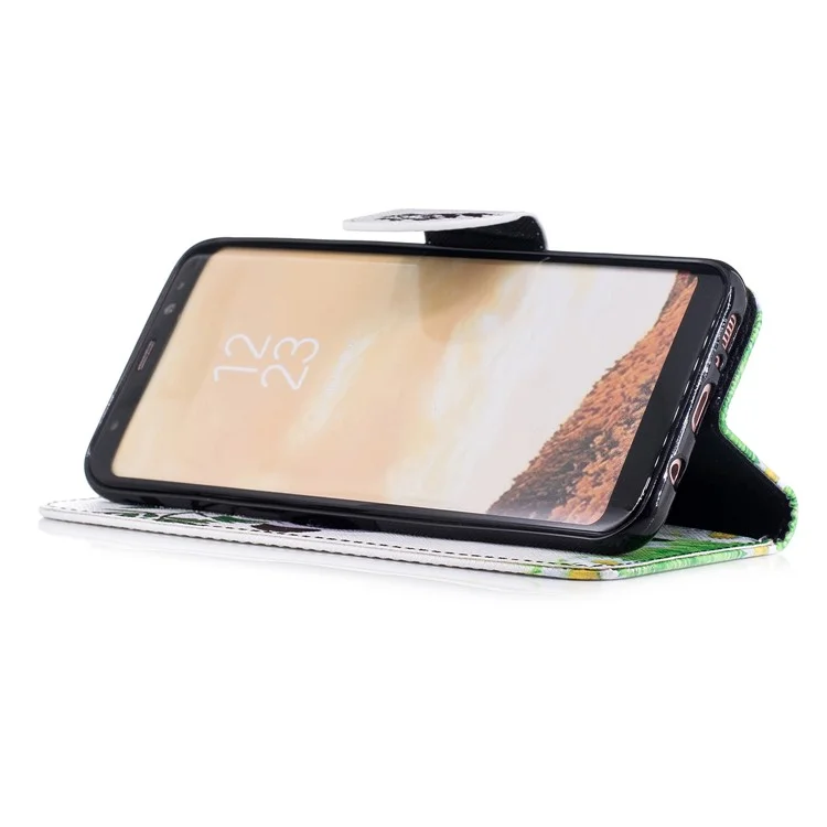 Pattern Printing Magnetic Leather Wallet Phone Casing with Stand for Samsung Galaxy S8 Plus SM-G955 - Panda on Bamboo