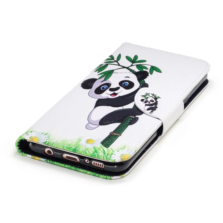 Pattern Printing Magnetic Leather Wallet Phone Casing with Stand for Samsung Galaxy S8 Plus SM-G955 - Panda on Bamboo