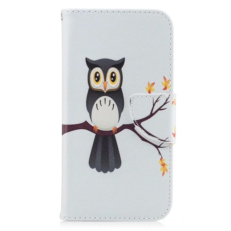 Pattern Printing Magnetic Leather Wallet Phone Case with Stand for Samsung Galaxy A5 (2017) SM-A520 - Owl