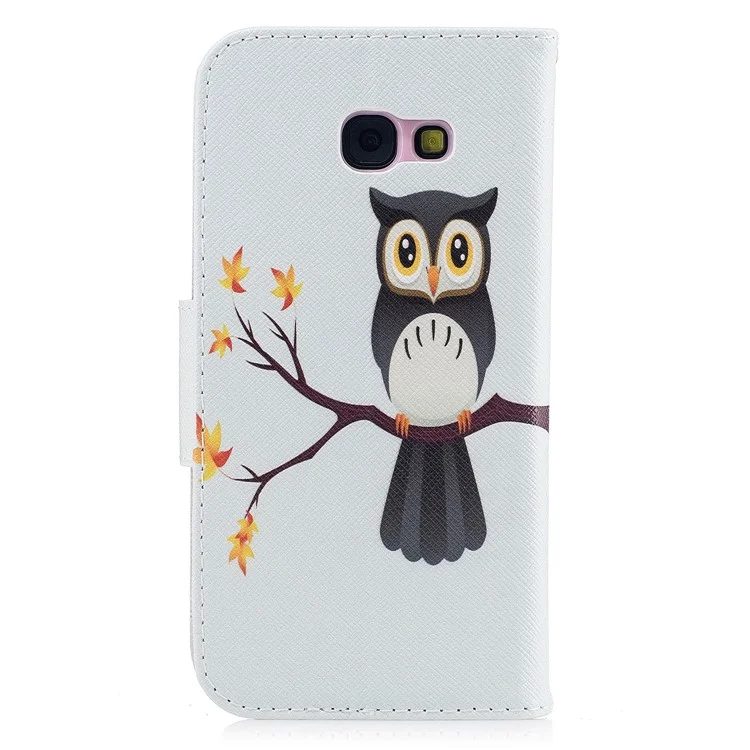 Pattern Printing Magnetic Leather Wallet Phone Case with Stand for Samsung Galaxy A5 (2017) SM-A520 - Owl