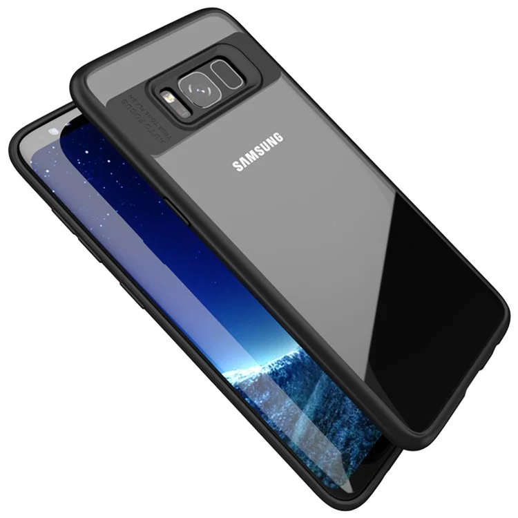 For Samsung Galaxy S8 SM-G950 IPAKY Hybrid TPU Frame + Clear Acrylic Phone Case - Black