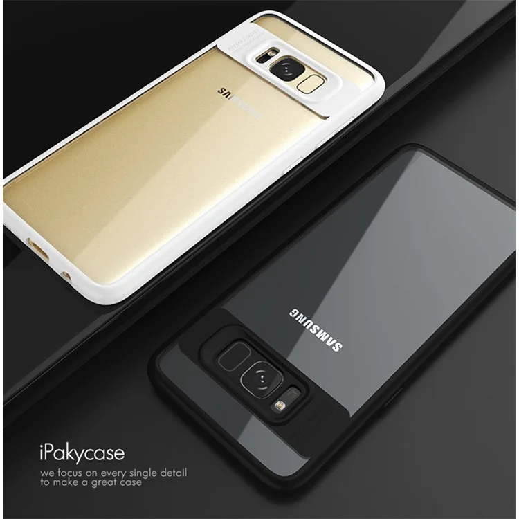 For Samsung Galaxy S8 SM-G950 IPAKY Hybrid TPU Frame + Clear Acrylic Phone Case - Black