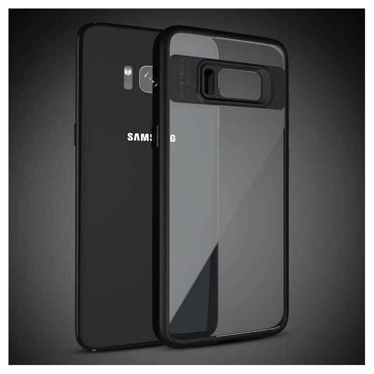 For Samsung Galaxy S8 SM-G950 IPAKY Hybrid TPU Frame + Clear Acrylic Phone Case - Black
