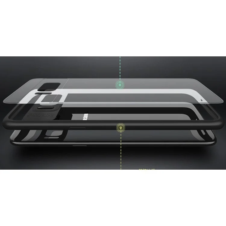 For Samsung Galaxy S8 SM-G950 IPAKY Hybrid TPU Frame + Clear Acrylic Phone Case - Black