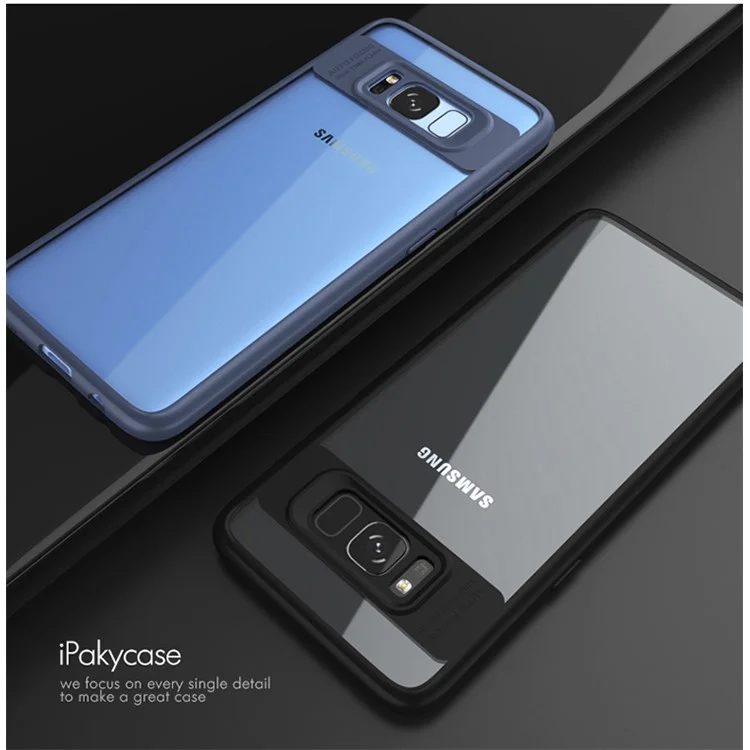 For Samsung Galaxy S8 SM-G950 IPAKY Hybrid TPU Frame + Clear Acrylic Phone Case - Black