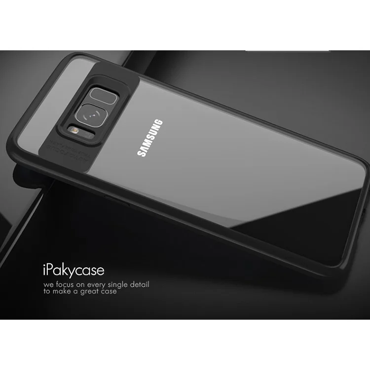 For Samsung Galaxy S8 SM-G950 IPAKY Hybrid TPU Frame + Clear Acrylic Phone Case - Black