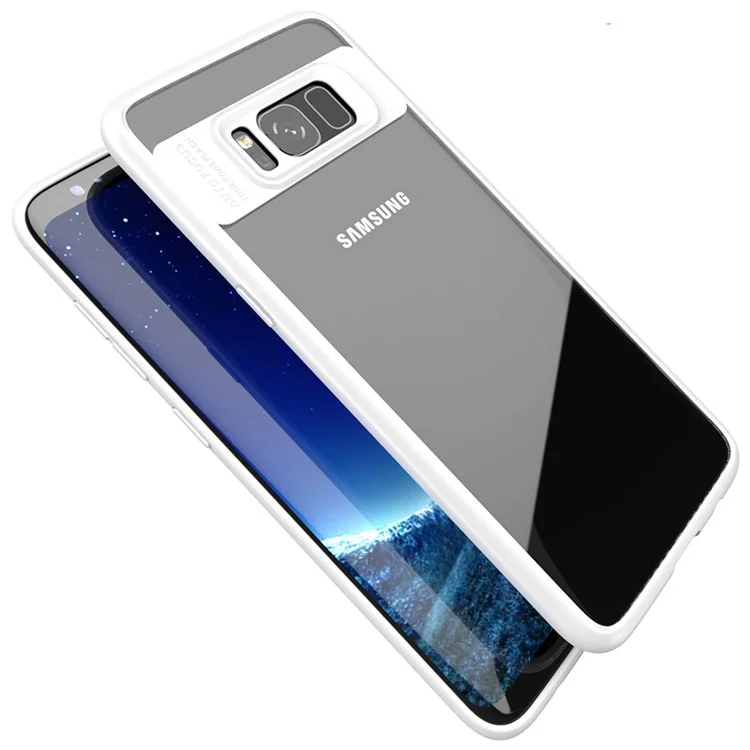 IPAKY Hybrid TPU Frame + Clear Acrylic Phone Cover for Samsung Galaxy S8 Plus G955 - White