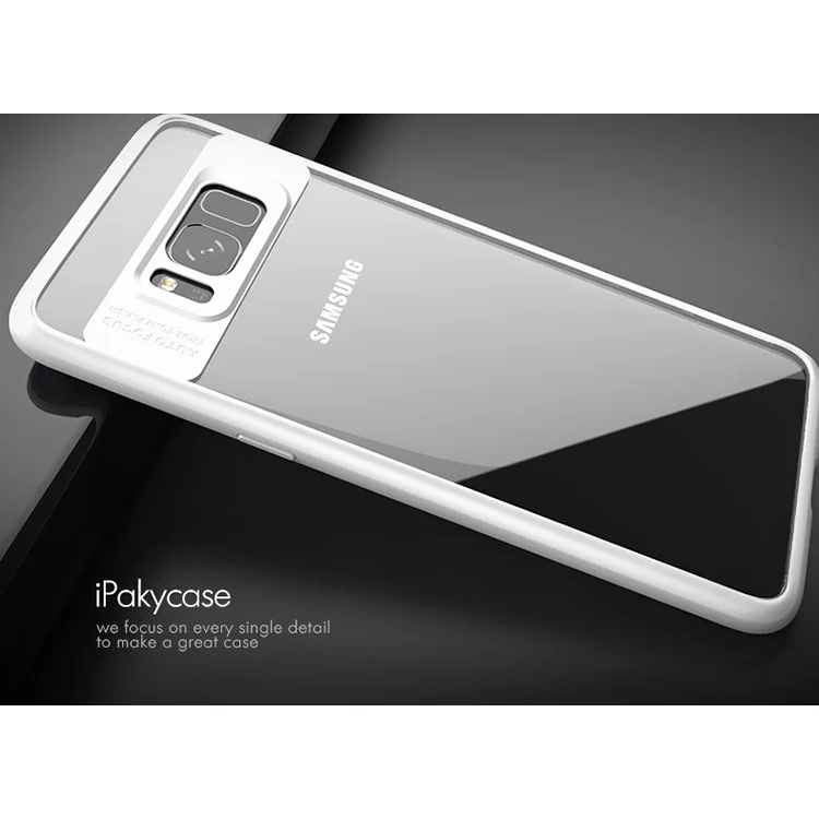 IPAKY Hybrid TPU Frame + Clear Acrylic Phone Cover for Samsung Galaxy S8 Plus G955 - White