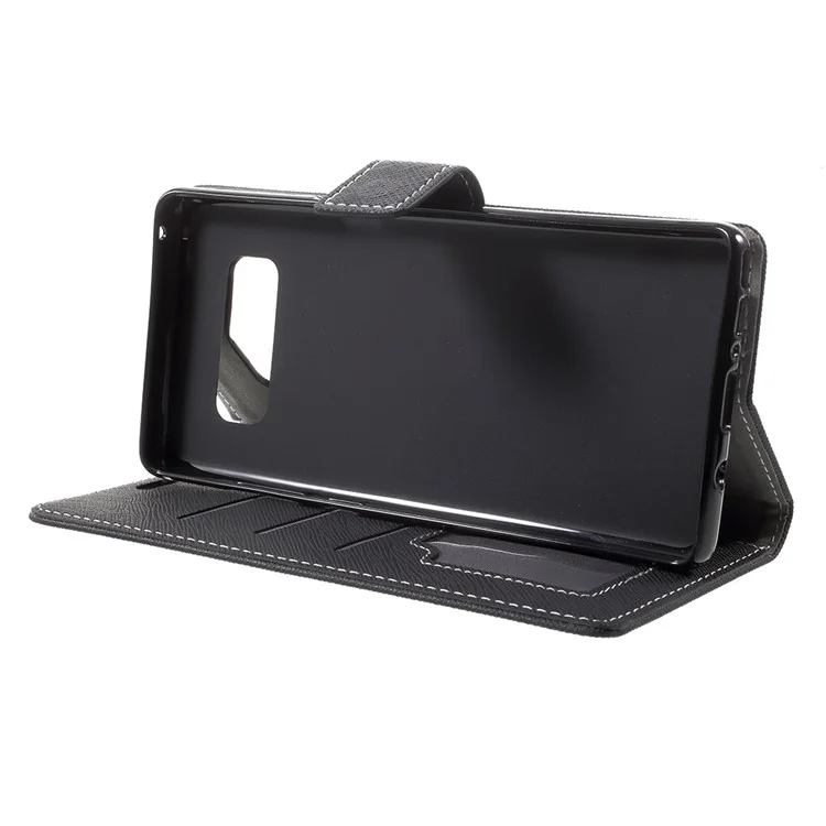 Cross Texture Wallet Leather Cover with Card Slots for Samsung Galaxy Note8 - Black