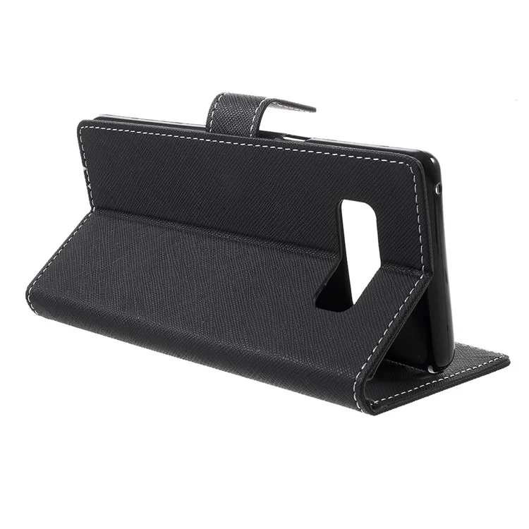 Cross Texture Wallet Leather Cover with Card Slots for Samsung Galaxy Note8 - Black